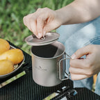 Tasse en titane avec couvercle et poignée pliante antidérapante  Mug ultraléger 96g 420ml pour camping & randonnée