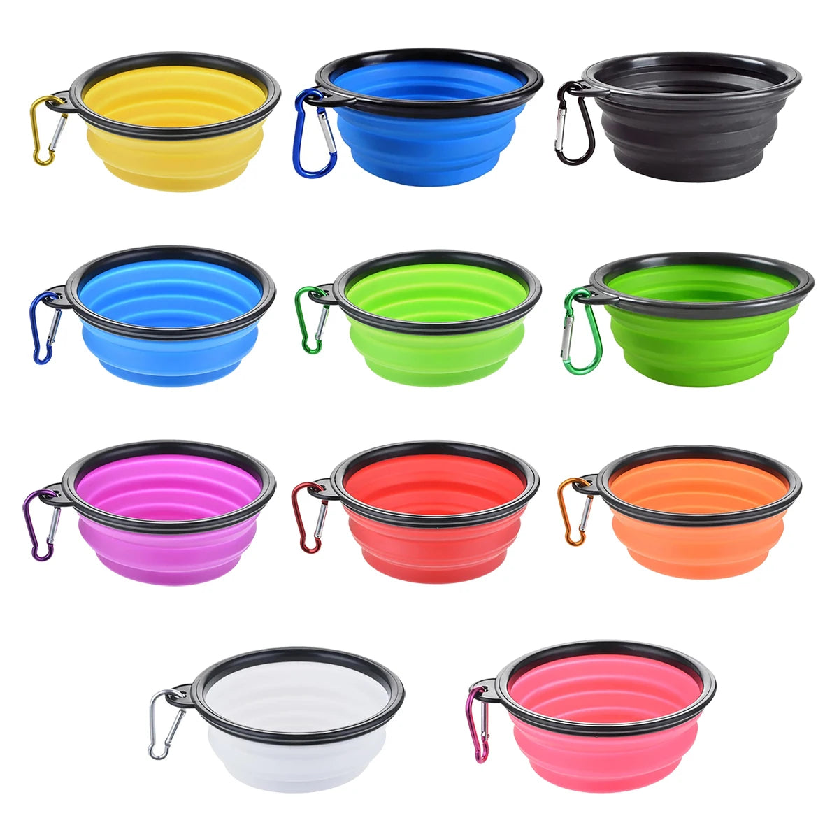 Gamelle Pliable en Silicone pour Chien et Chat – Bol Portable avec Mousqueton pour Camping, Voyage et Balade Outdoor