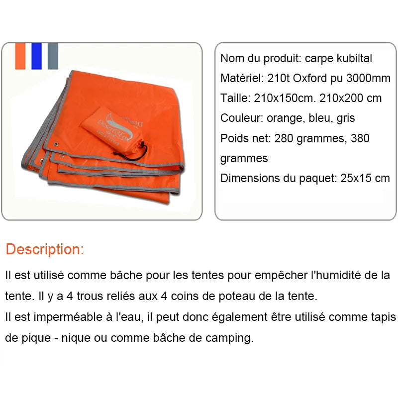 Bâche de Sol Imperméable pour Tente – Tapis de Pique-Nique Ultraléger, Empreinte de Tente, Bâche de Plage avec Sac – Camping & Randonnée
