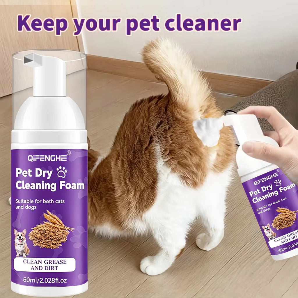 Shampoing Sec Mousse pour Chiens & Chats – Sans Rinçage, Déodorant & Nettoyant pour Chiot & Chaton