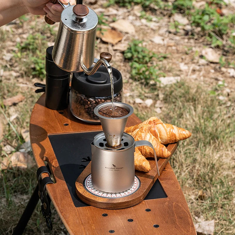 Set Café Filtre en Titane  Mug avec Dripper Détachable  Cafetière Portable pour Camping & Outdoor