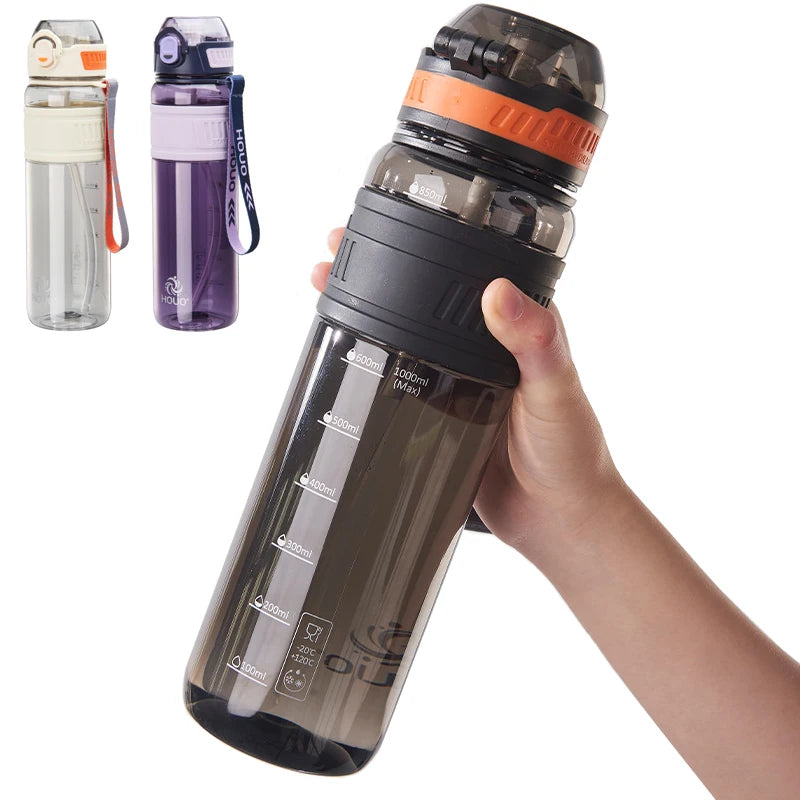 Gourde de Sport 1L – Bouteille d'eau en plastique sans BPA, fitness, gym et plein air – 750ml / 1L