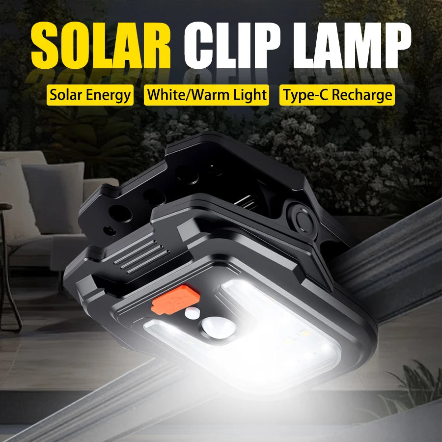 Lampe Solaire LED pour Jardin avec Détecteur de Mouvement – Éclairage Extérieur Étanche Rechargeable à Clip pour Mur et Décoration