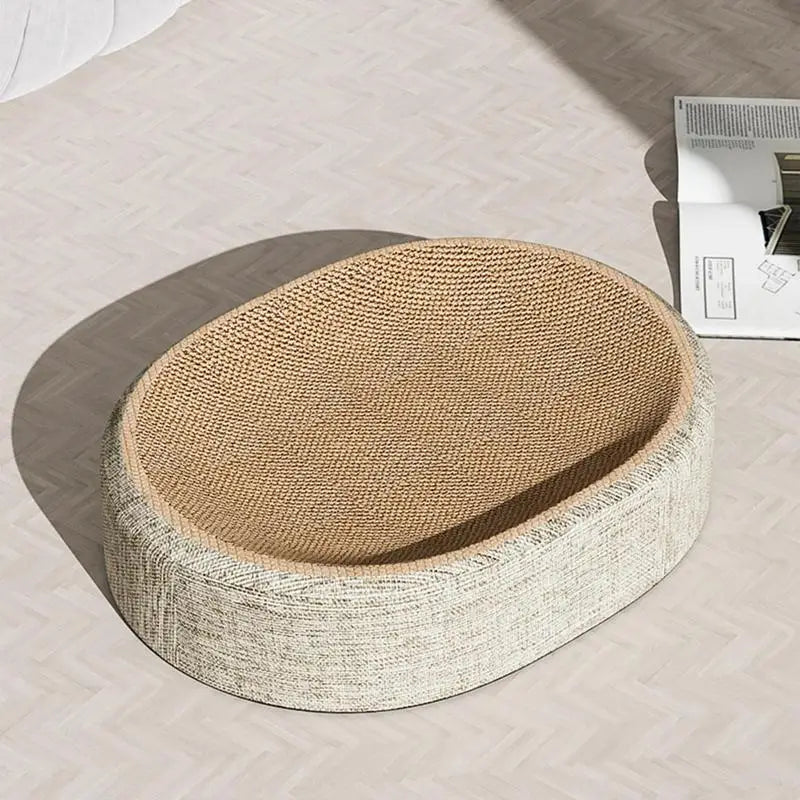 Griffoir Ovale pour Chat en Sisal – Lit Grattoir Multifonction, Tapis de Repos pour Chats d'Intérieur