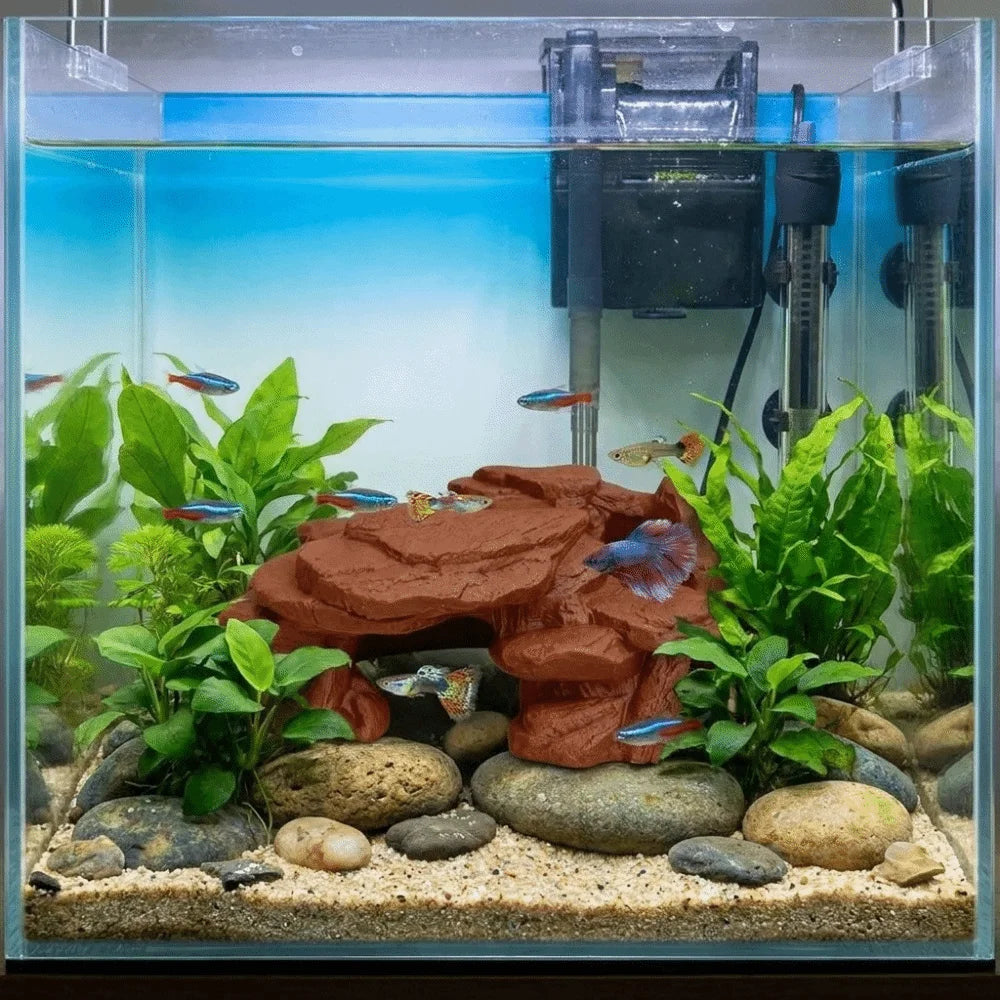 Ornement Aquarium Impression 3D – Rocaille Réaliste, Abri Poissons et Crevettes, Plastique PLA