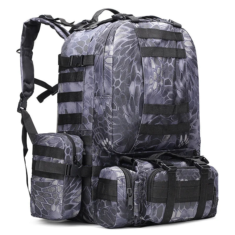 Sac à Dos Tactique 55L Molle – Nylon Haute Capacité pour Camping, Randonnée, Chasse et Voyage