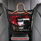 Filet de Rangement Voiture entre Sièges – Séparateur, Barrière Animal, Filet Élastique Organisateur Auto