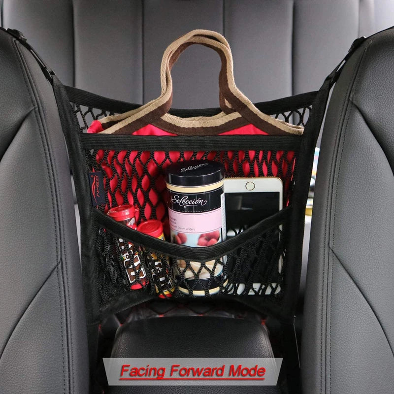 Filet de Rangement Voiture entre Sièges – Séparateur, Barrière Animal, Filet Élastique Organisateur Auto