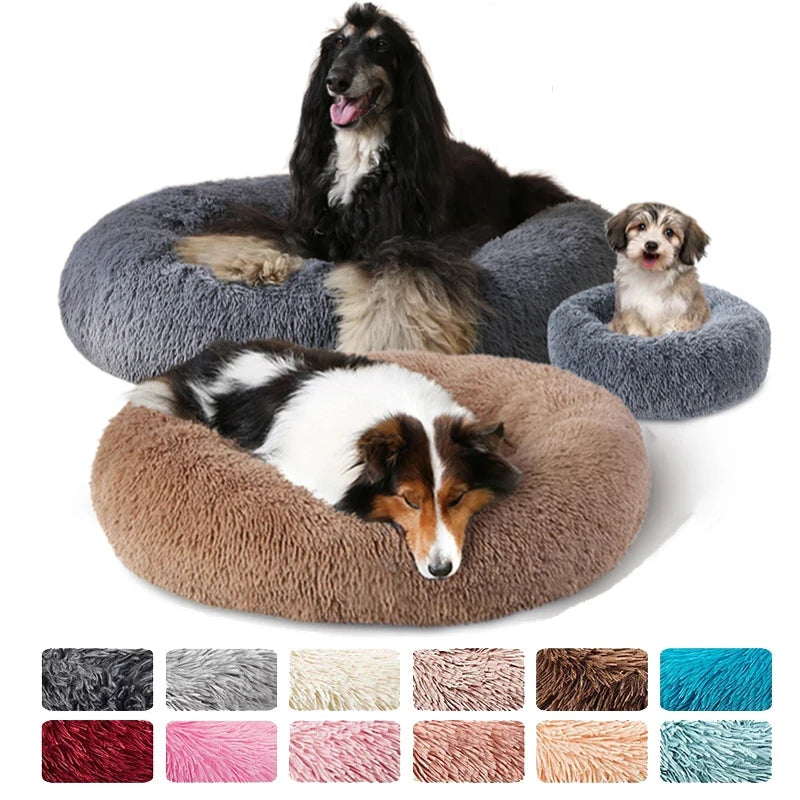 Corbeille Ronde en Peluche Longue pour Chat et Chien – Coussin Sofa Chaud, Idéal pour l'Hiver