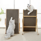 Griffoir Carton 3-en-1 avec Cadre en Bois – Lit Grattoir Réversible, Jouet & Meuble pour Chat