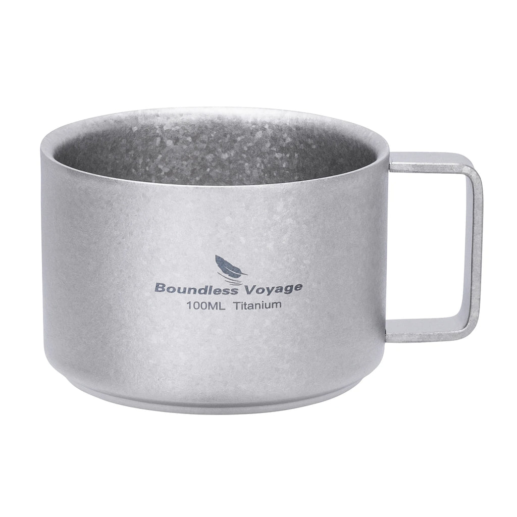 Tasse à café double paroi en titane ultraléger 100ml pour randonnée et camping