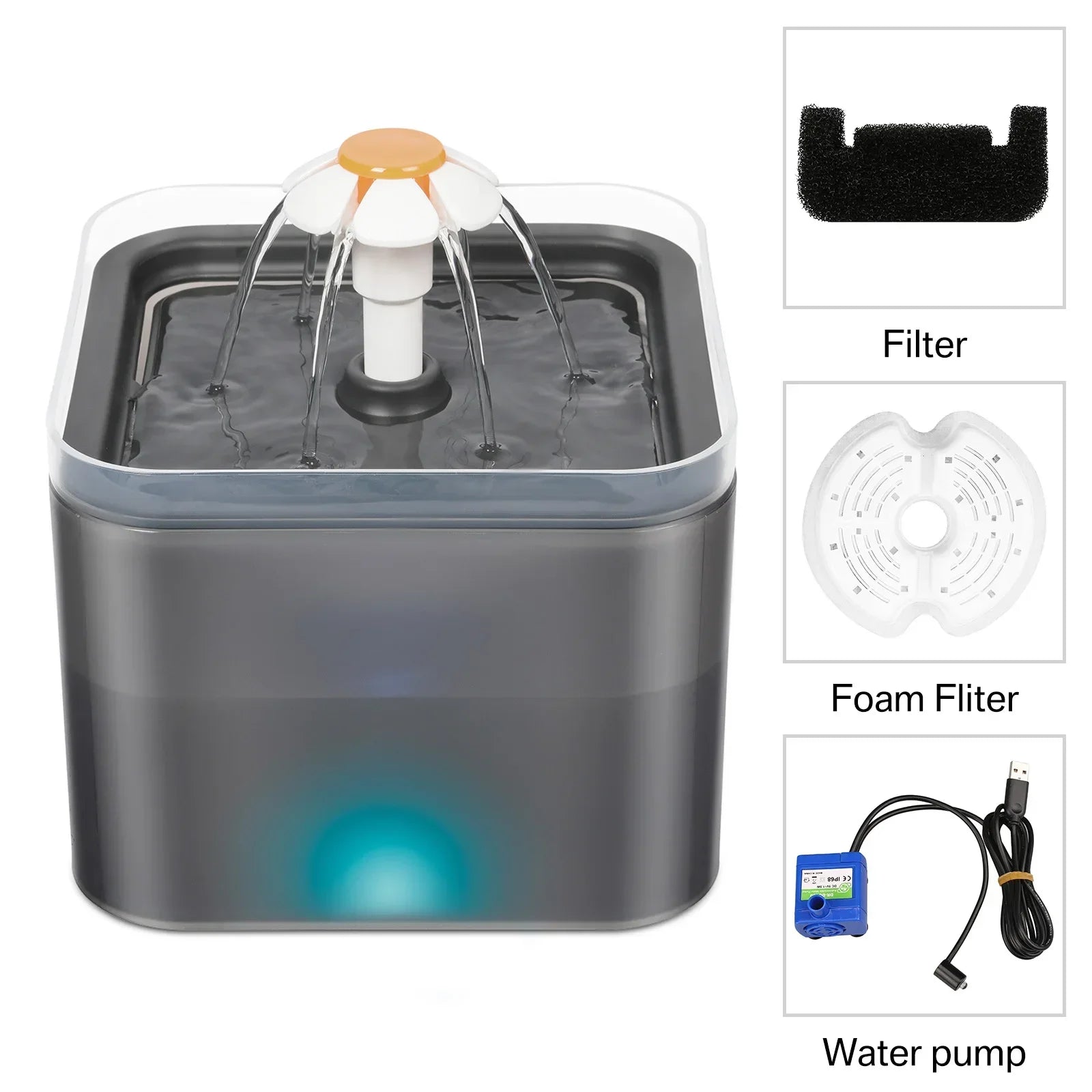 Fontaine à Eau LED pour Chat 2L – Ultra Silencieuse
