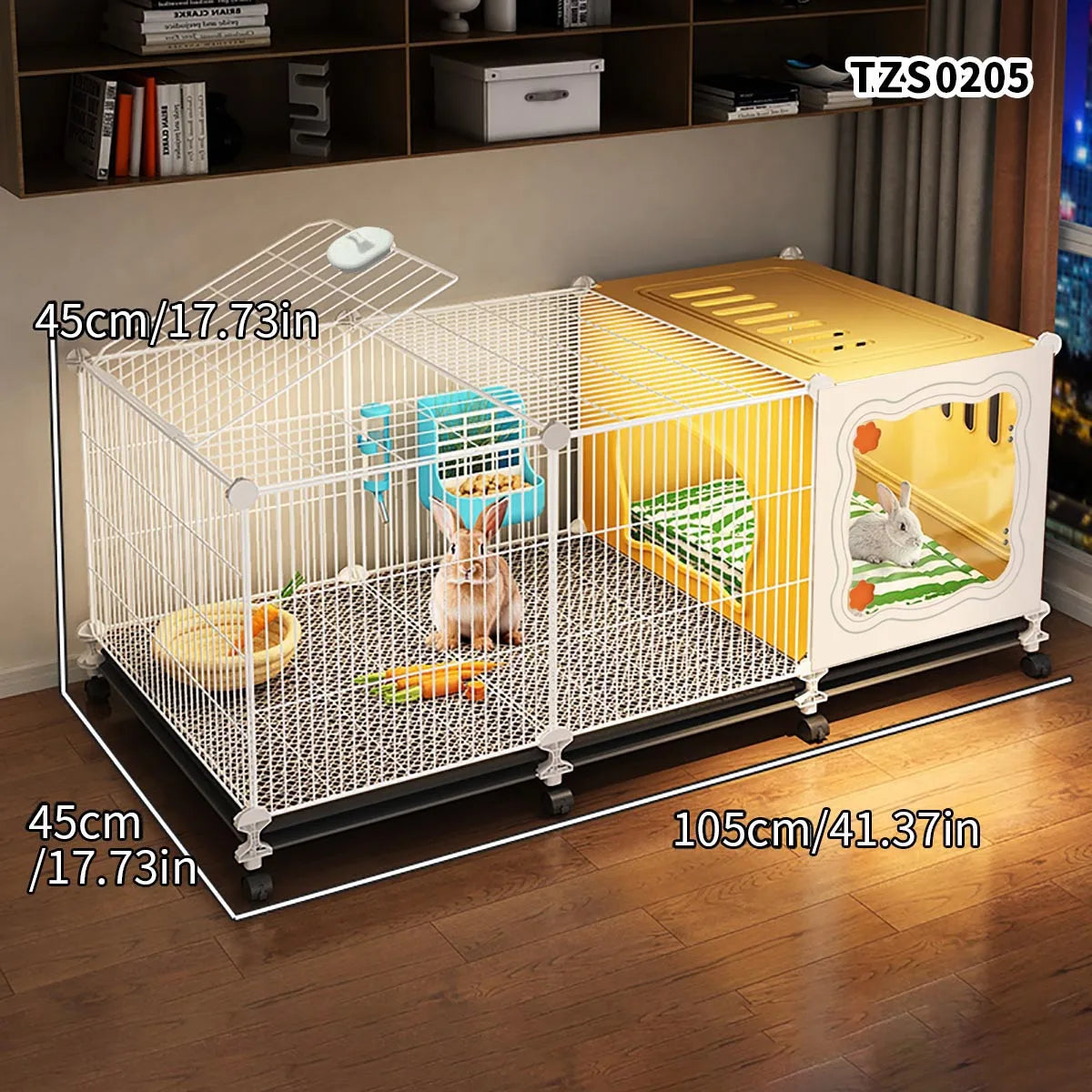 Cage pour Lapin à Usage Domestique – Grande Cage Intérieure avec Bac de Nettoyage pour Cochons d'Inde