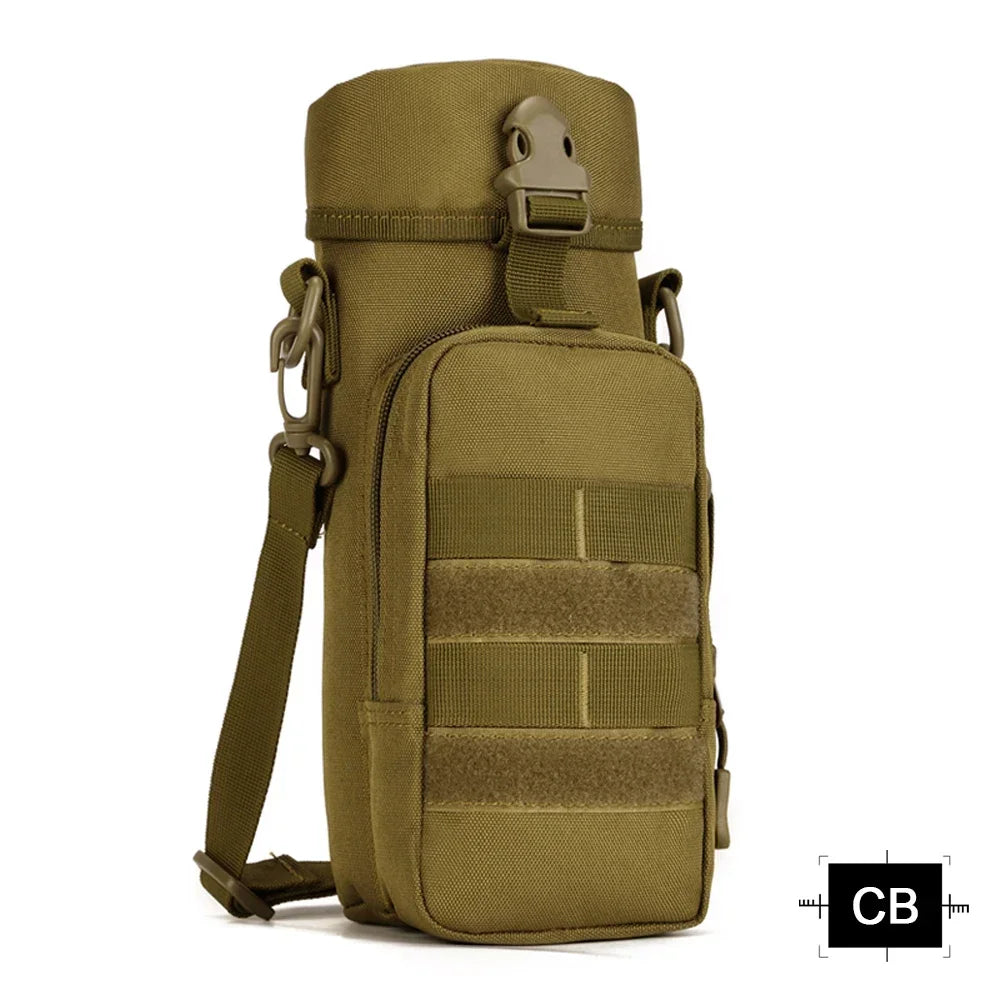 Poche Porte-Gourde Tactique MOLLE Camouflage – Nylon 900D Imperméable, Camping, Randonnée, Chasse