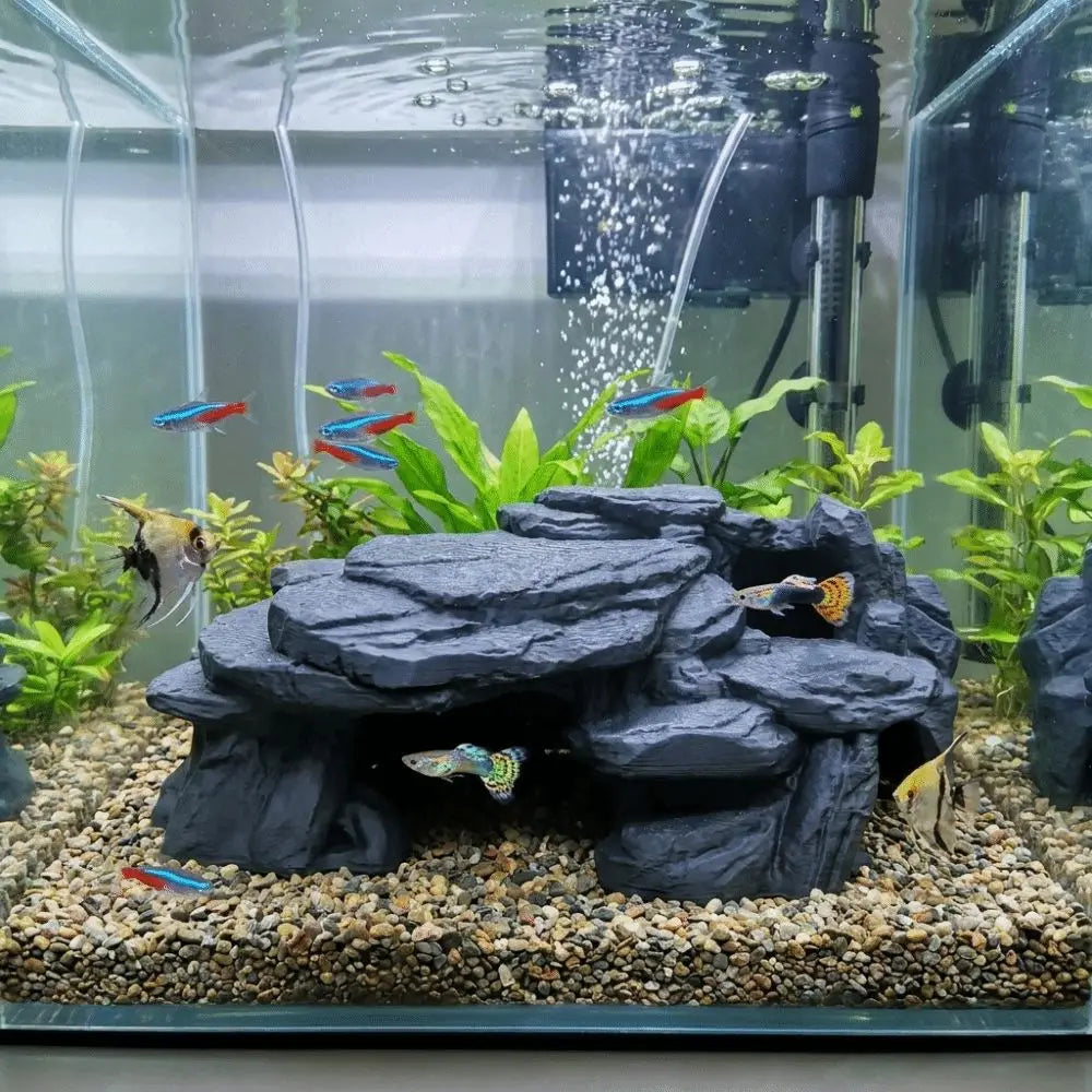 Ornement Aquarium Impression 3D – Rocaille Réaliste, Abri Poissons et Crevettes, Plastique PLA