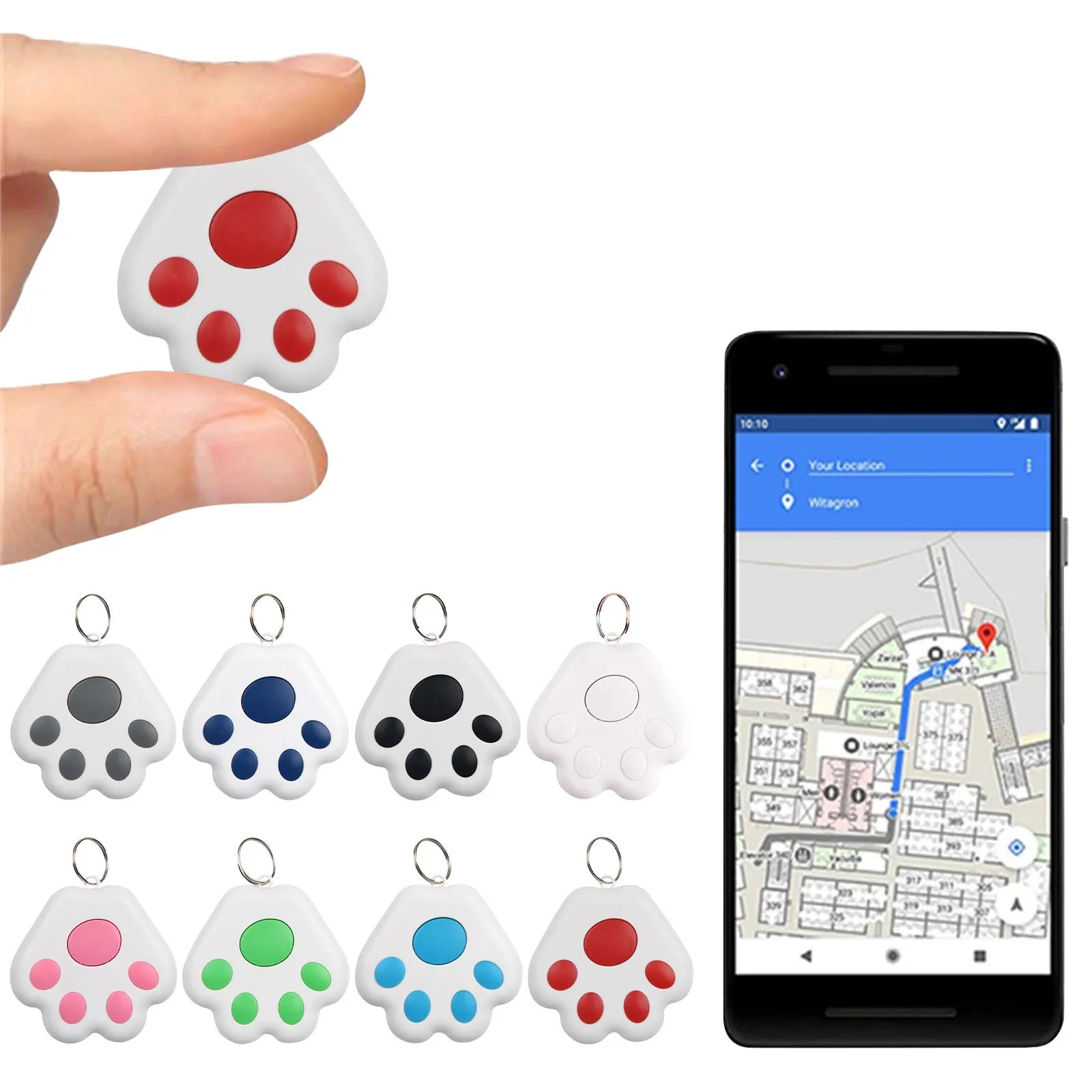 Mini Traceur GPS Bluetooth en Forme de Patte pour Animaux