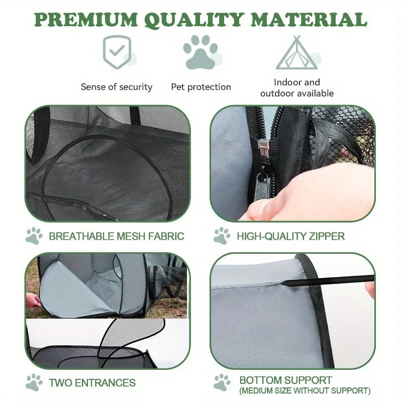 Parc Portable et Respirant pour Chien avec Tunnel Entourant – Enclos Intérieur/Extérieur pour Chats et Petits Animaux