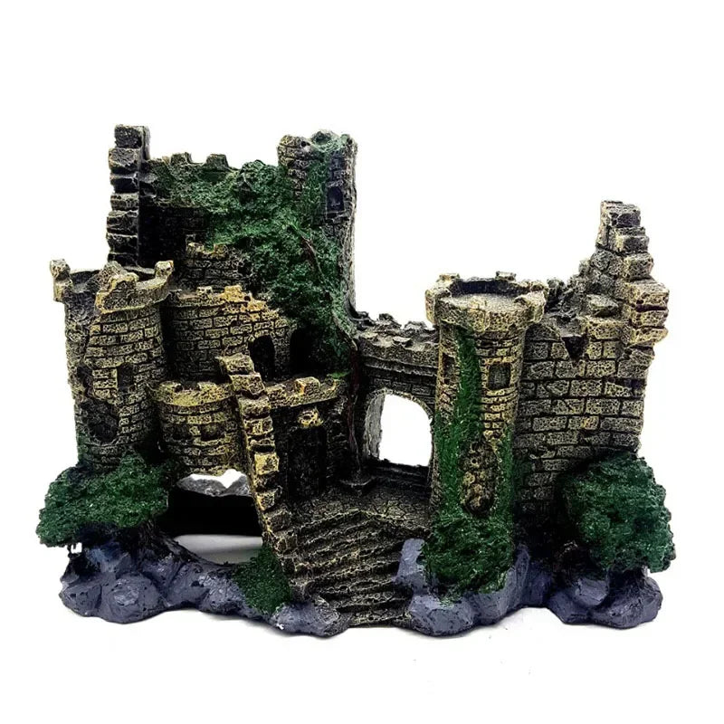 Décoration Aquarium Château Antique en Résine – Grotte, Bâtiment, Ornement Aquascaping