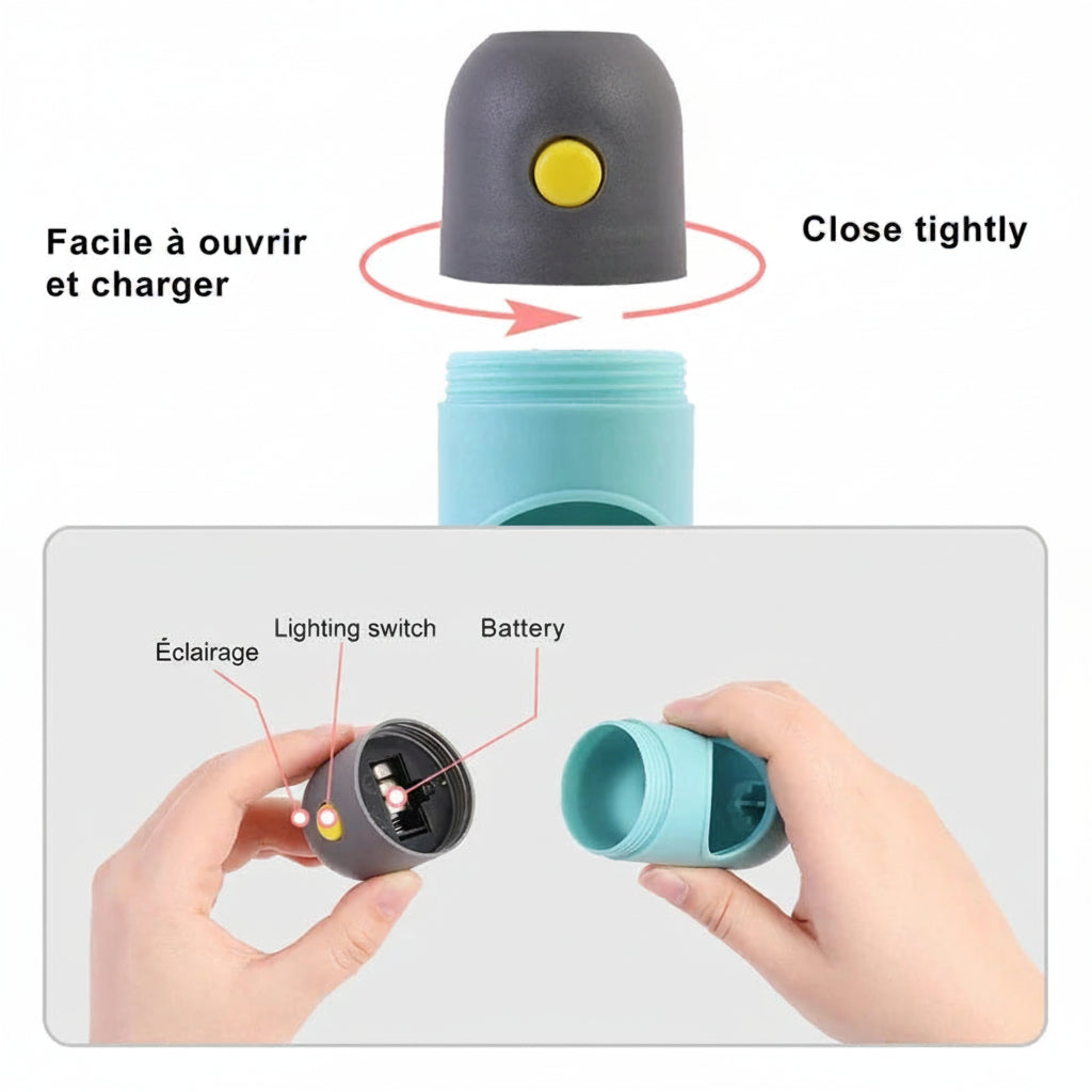 Distributeur de Sacs à Déjections avec Lumière LED – Sacs Biodégradables, Portable, Accessoire Chien & Chat