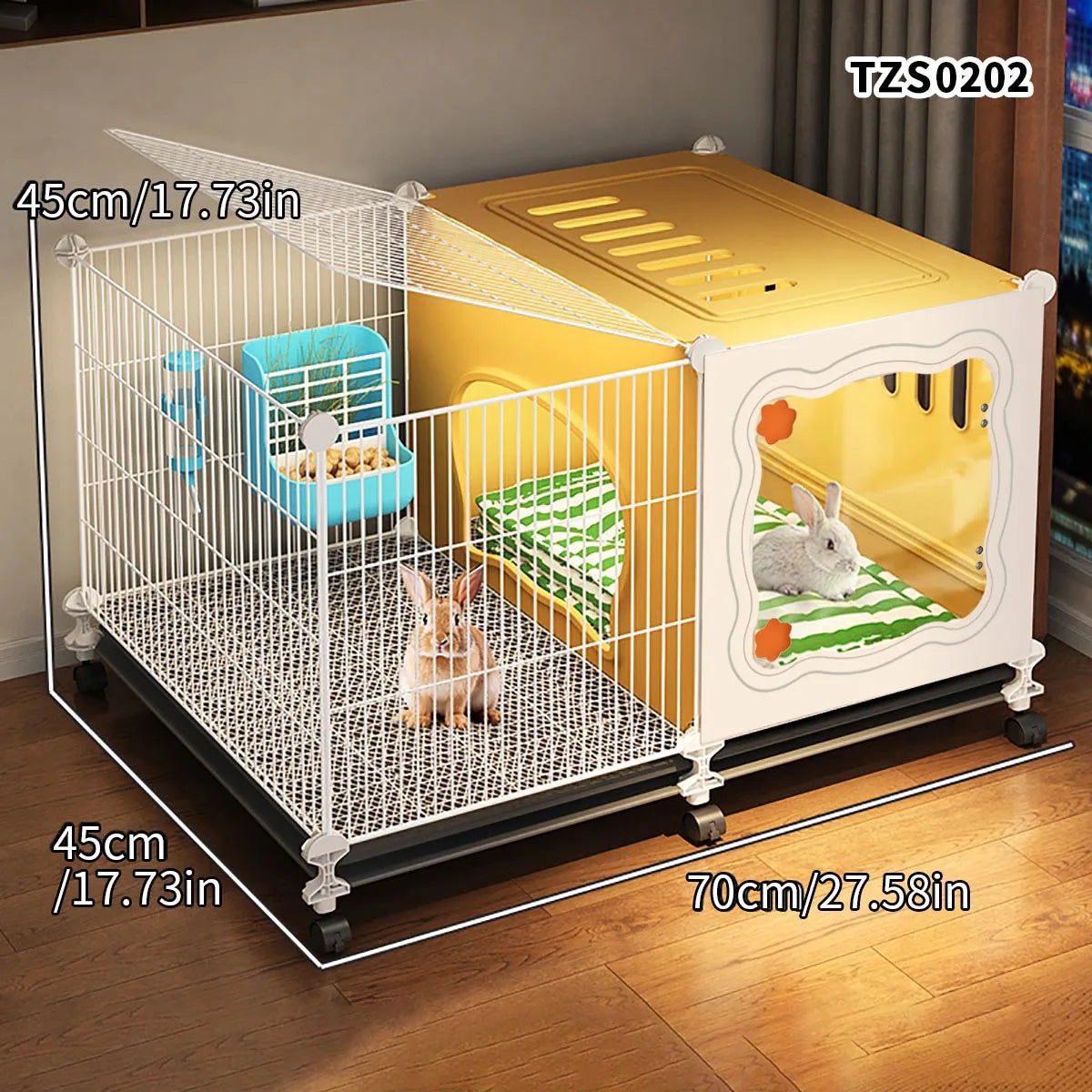 Cage pour Lapin à Usage Domestique – Grande Cage Intérieure avec Bac de Nettoyage pour Cochons d'Inde