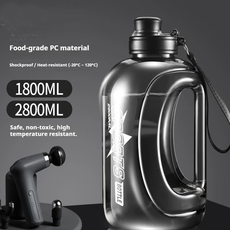 Gourde Sport Grande Capacité 1,8L / 2,8L avec Paille – Portable, Robuste – Idéale Gym, Plein Air