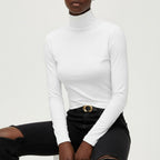T-shirt Col Roulé Manches Longues Femme – Style Y2K, Mode Coréenne, Modal Élégant, Automne Hiver