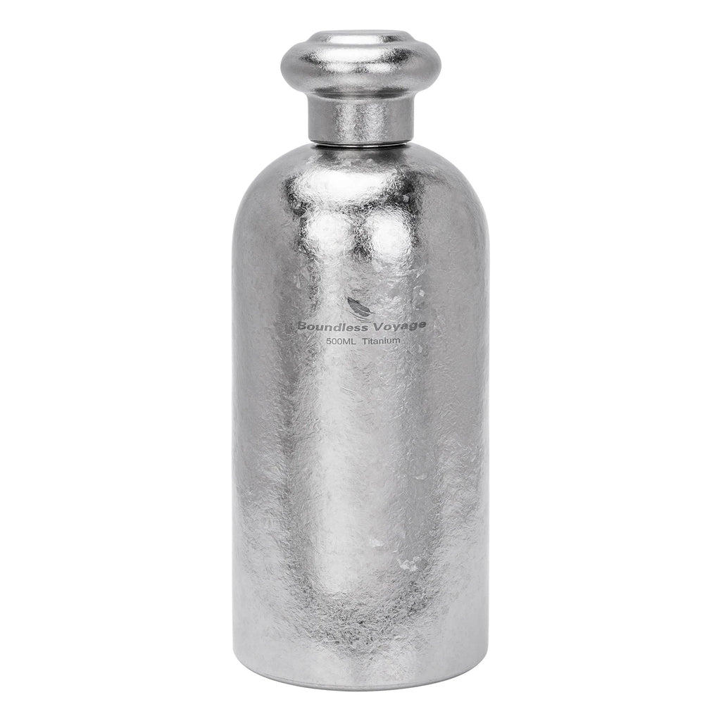 Gourde en Titane 500ml, Bouteille d'Eau, Alcool Étanche à Goulot Étroit pour Voyage, Camping, Randonnée