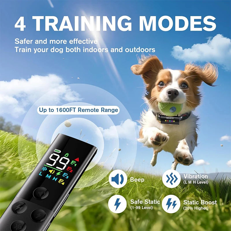 ROJECO Collier de Dressage pour Chien avec Télécommande 500m – IP67 Imperméable, Collier Électrique Anti-Aboiement