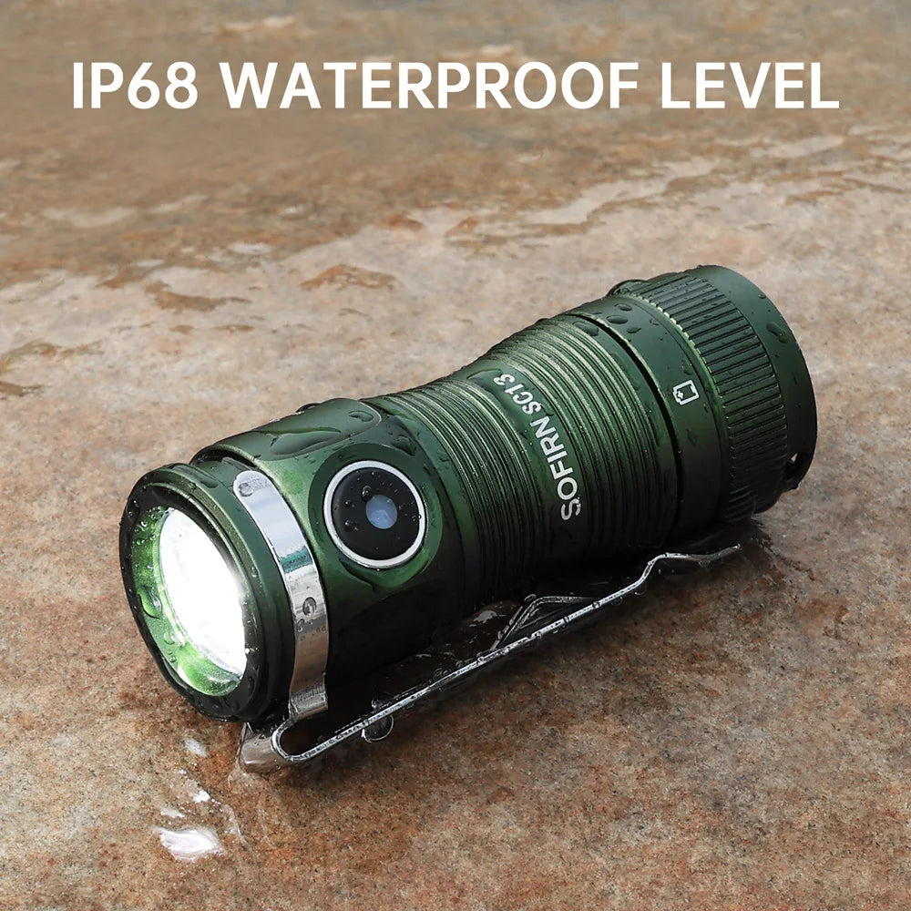 Mini Lampe de Poche Puissante LED 1100lm, Batterie 18350 Rechargeable avec Aimant