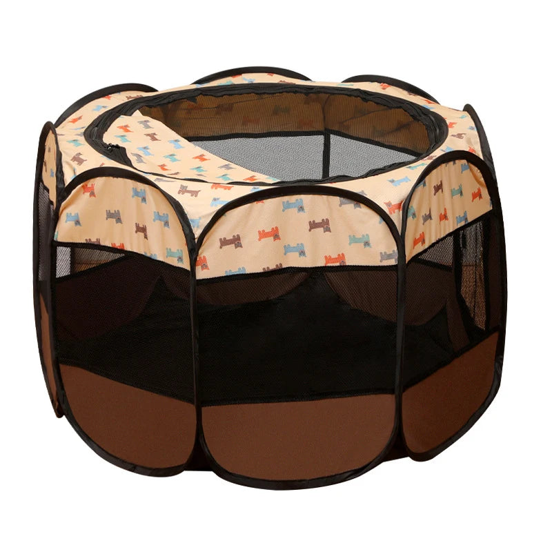 Tente Pliable pour Animaux – Niche Octogonale d'Extérieur avec Clôture pour Chien, Chat et Chiot