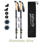Bâtons de Randonnée Télescopiques – Aluminium, Poignée Liège, 65–135 cm, Légers 620g (Lot de 2)