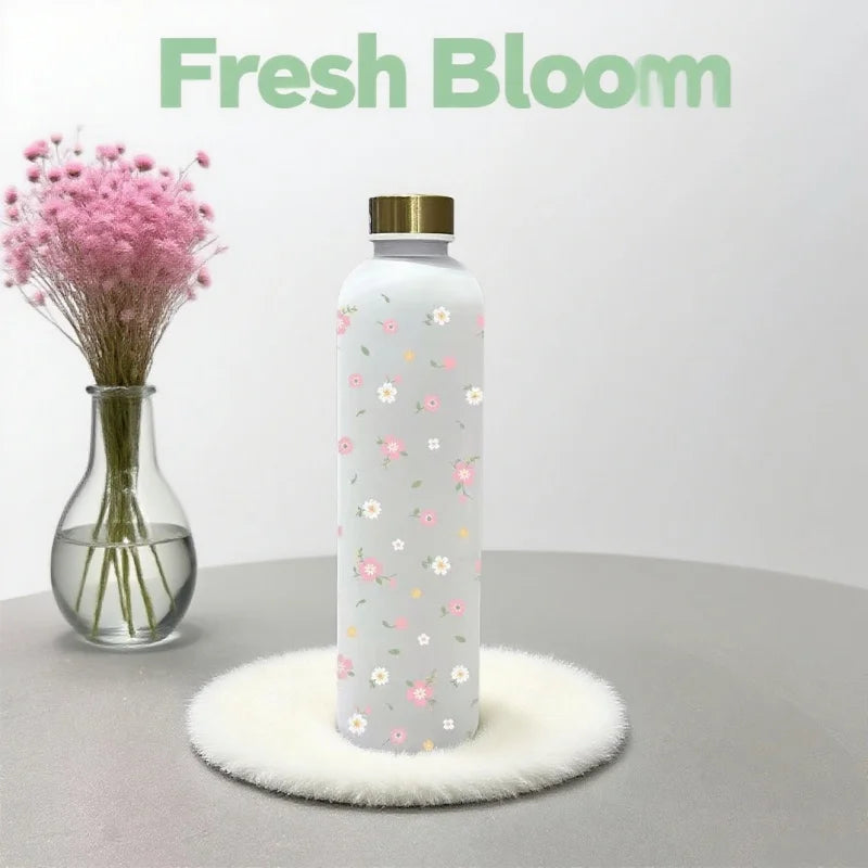 Gourde de Sport 1L Impression 3D – Motif Floral, Grande Capacité, Étanche – Idéale Gym, Camping, Plein Air