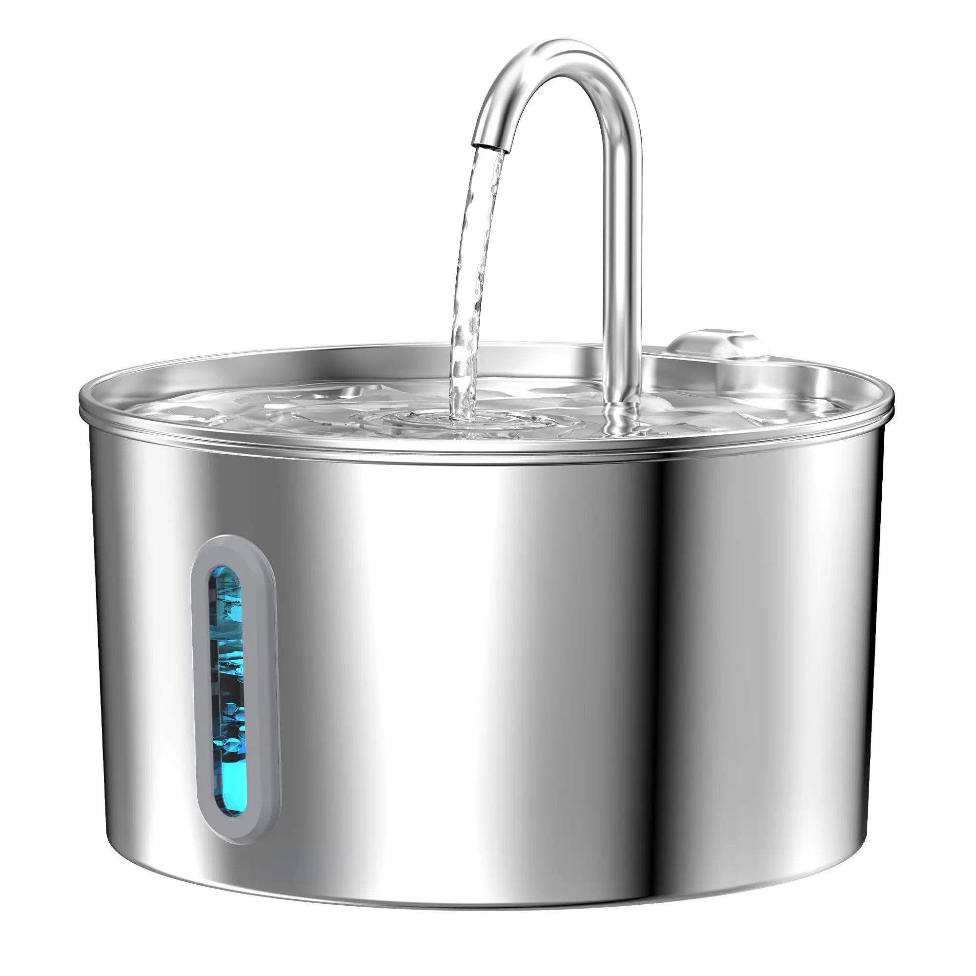 Fontaine à Eau Automatique 2,2L pour Chat – Inox, Pompe Silencieuse, Filtration, Fenêtre Visuelle