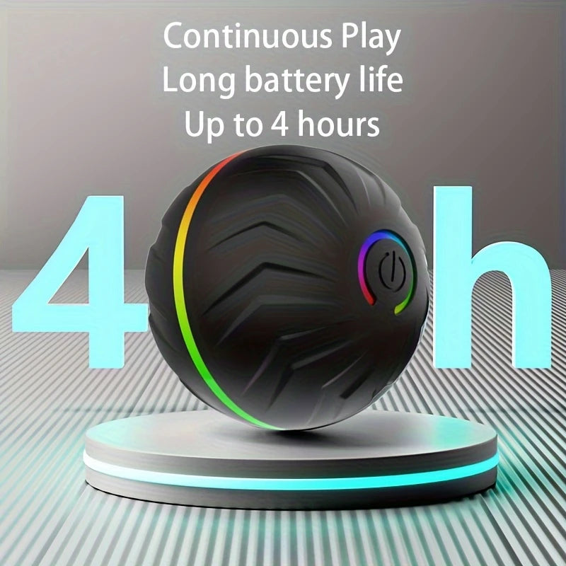 Balle Interactive Intelligente pour Chien – Roulement & Rebond Aléatoire, Lumières Colorées, Rechargeable USB – 4h d'Autonomie