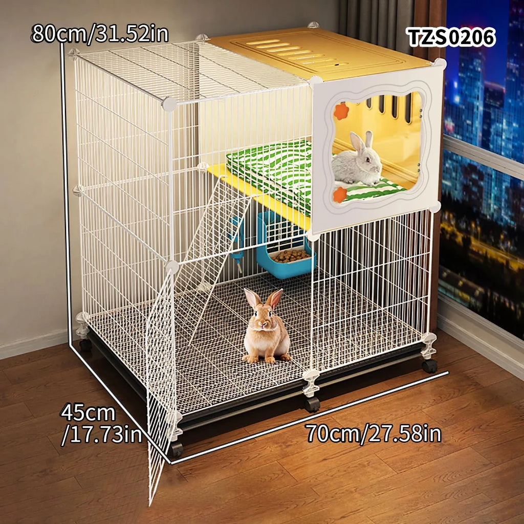 Cage pour Lapin à Usage Domestique – Grande Cage Intérieure avec Bac de Nettoyage pour Cochons d'Inde