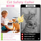 Collier Chat Élastique Personnalisé – Gravure Gratuite, Plaque ID, Clochette & Breloque Lune Anti-Fugue