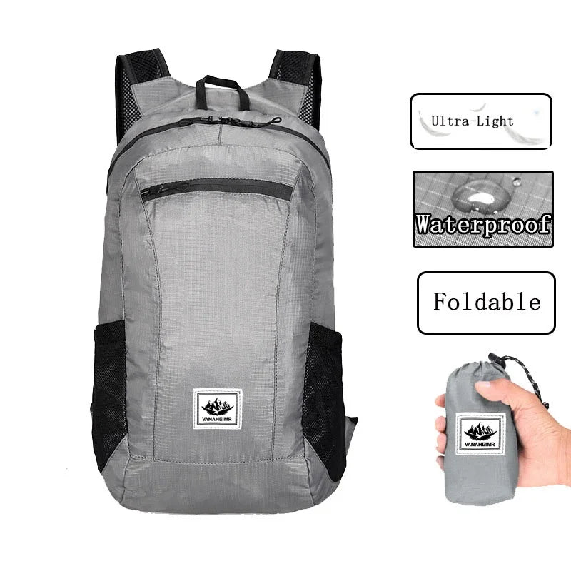 Sac à Dos Pliable Ultra-Léger 20L pour Randonnée – Imperméable, Portable, Mixte