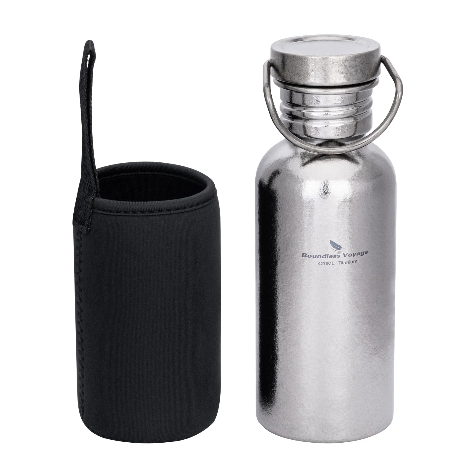 Gourde en Titane – Large Goulot, Réutilisable, Sport & Outdoor – Camping, Randonnée, Escalade, Running