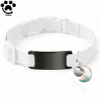 Collier Chat Élastique Personnalisé – Gravure Gratuite, Plaque ID, Clochette & Breloque Lune Anti-Fugue