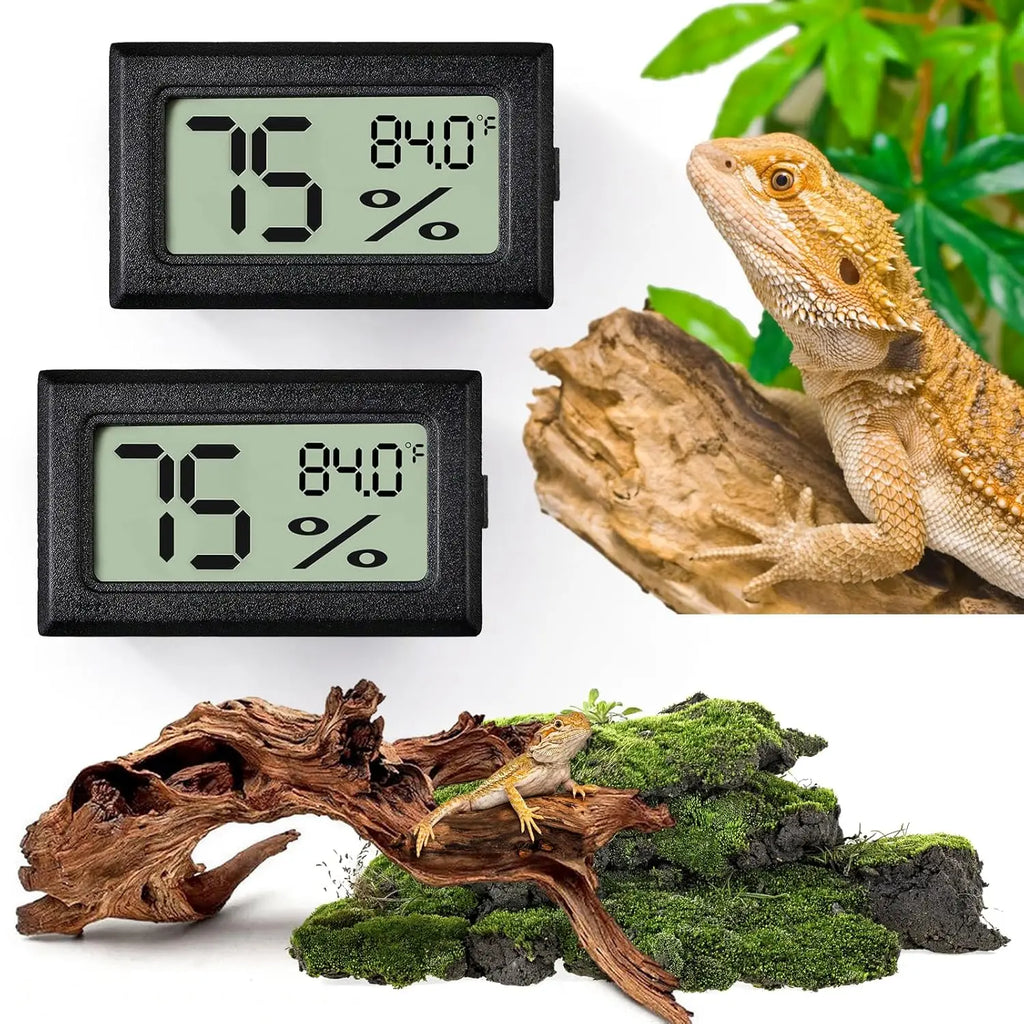 Lot de 2 Thermomètres-Hygromètres 2-en-1 pour Reptiles – Outil de Mesure Terrarium Reptiles et Amphibiens