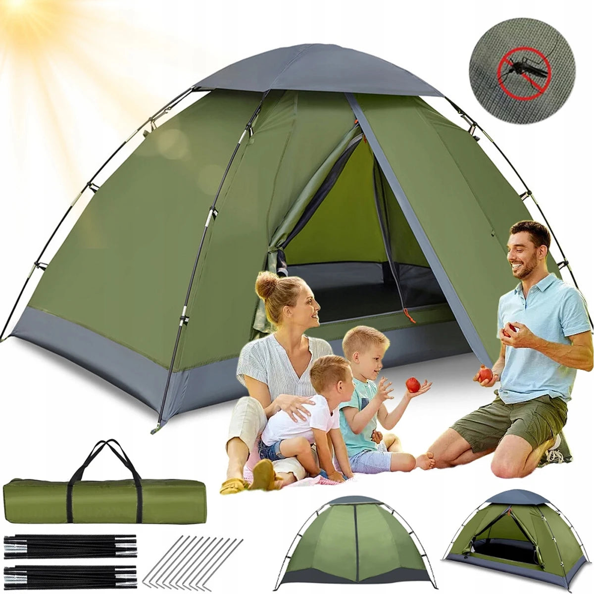 Tente Dôme 2 Personnes Imperméable  Ultra-Légère, Résistante au Vent, Portable, Randonnée & Camping