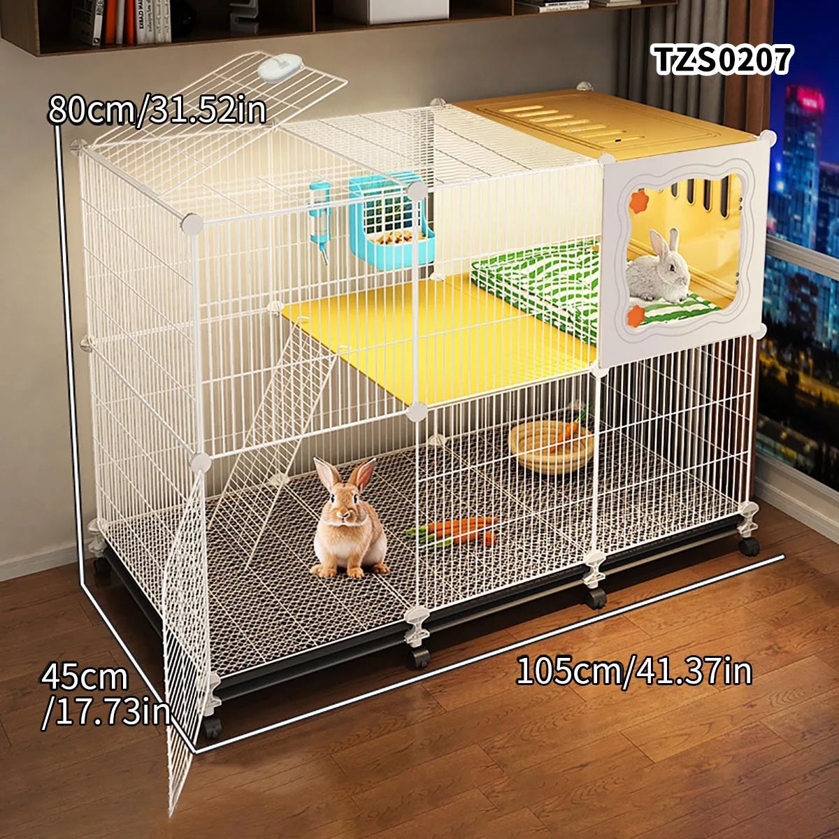 Cage pour Lapin à Usage Domestique – Grande Cage Intérieure avec Bac de Nettoyage pour Cochons d'Inde
