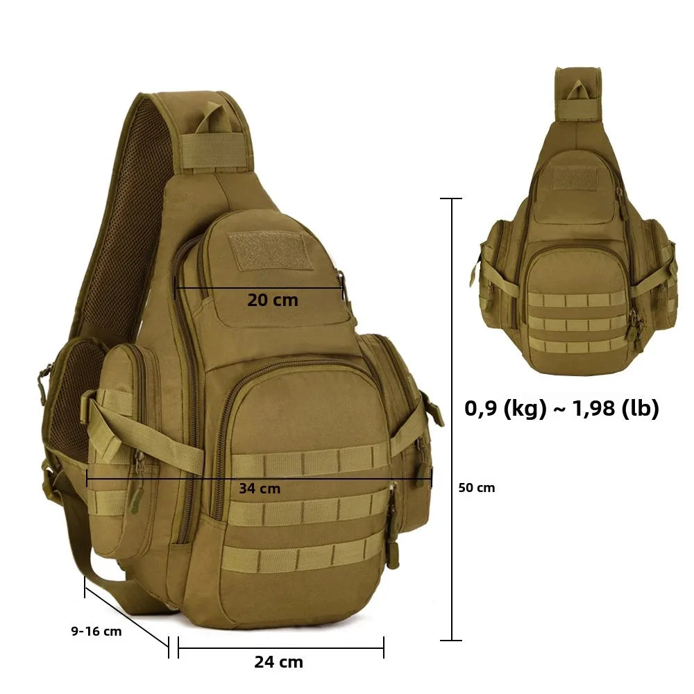 Sac à Dos Tactique 20-35L – Sling Bag Imperméable Molle pour Ordinateur 14", Randonnée, Camping et Chasse