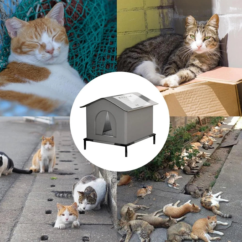 Maison pour Chat Imperméable Pliable – Abri Été Frais, Nid Grotte pour Chats Errants, Chiens & Chiots