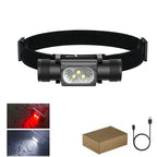Mini Lampe Frontale LED USB Type-C 18650 – Lumière Blanche, Rouge, Verte, Bleue, Jaune & UV 395nm pour Pêche, Chasse et Camping
