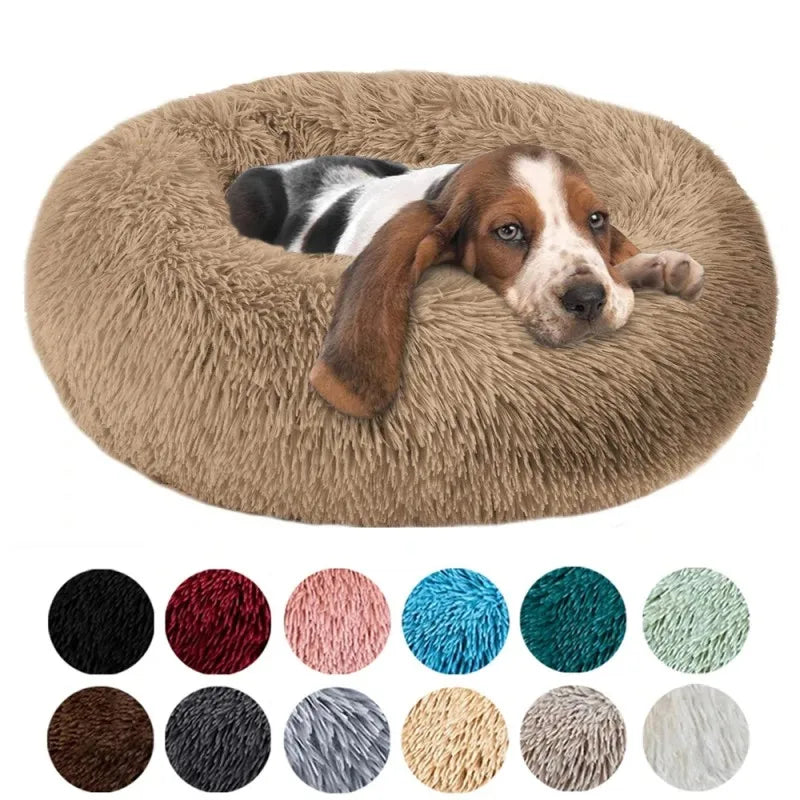 Corbeille Ronde en Peluche Longue pour Chat et Chien – Coussin Sofa Chaud, Idéal pour l'Hiver