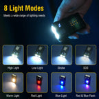 Lampe de Poche COB LED Rechargeable 8 Modes – Rotation 180°, Mini EDC Imperméable IPX45, Idéale Réparation Auto et Urgences