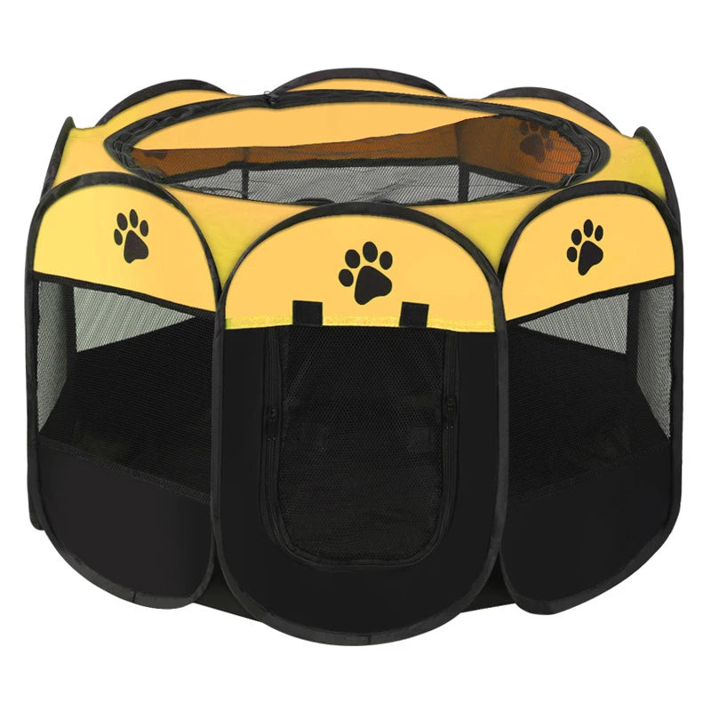 Tente Pliable pour Animaux – Niche Octogonale d'Extérieur avec Clôture pour Chien, Chat et Chiot