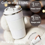 Mug Thermos Isotherme en Inox 380/510 ml – Tasse de Voyage pour Café, Sports Outdoor, Chaud & Froid