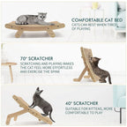 Griffoir Carton 3-en-1 avec Cadre en Bois – Lit Grattoir Réversible, Jouet & Meuble pour Chat